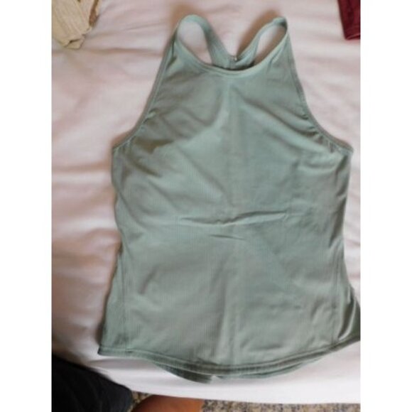Lululemon Base Pace Ribbed Tank Top Silver Blue size 6 (Sage Green) - Picture 2 of 6